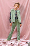 Meisjes Rib Velours Flared Pants van Like Flo in de kleur Pistache in maat 140.