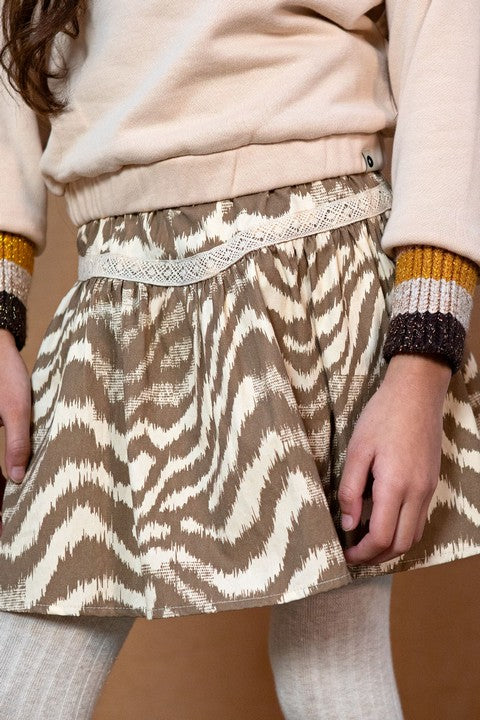 Meisjes Fine Twill Skirt With Aop Zebra van Like Flo in de kleur Zebra in maat 140.
