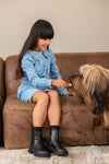 Meisjes Tencell Denim Dress van Like Flo in de kleur lt denim in maat 140.