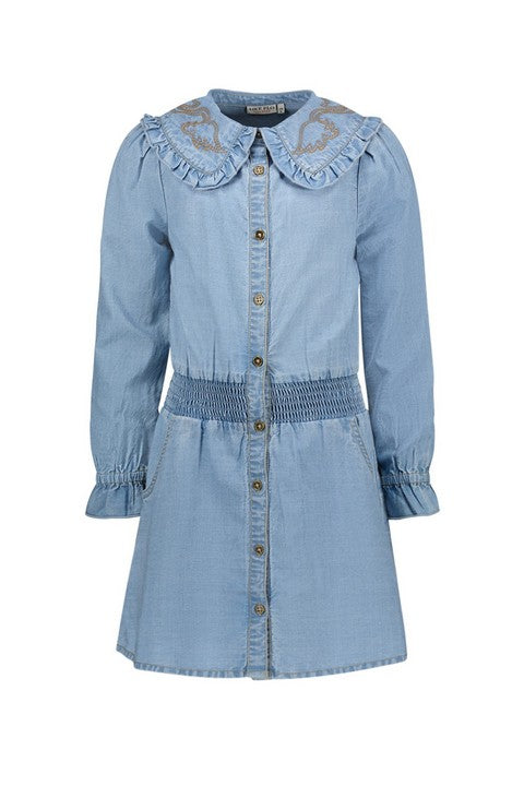 Meisjes Tencell Denim Dress van Like Flo in de kleur lt denim in maat 140.