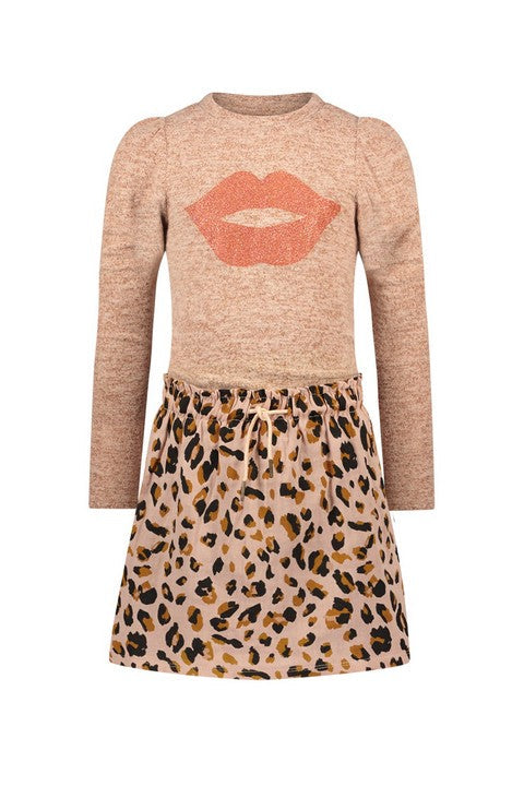 Meisjes Melee Puffy Dress Animal Skirt van Like Flo in de kleur Cinnamon in maat 140.