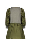 Meisjes Woven Dress With Balloon Sleeves van Like Flo in de kleur Army in maat 140.