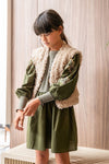 Meisjes Woven Dress With Balloon Sleeves van Like Flo in de kleur Army in maat 140.