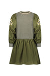 Meisjes Woven Dress With Balloon Sleeves van Like Flo in de kleur Army in maat 140.