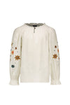 Like Flo Woven Blouse With Embroidery Sleeves