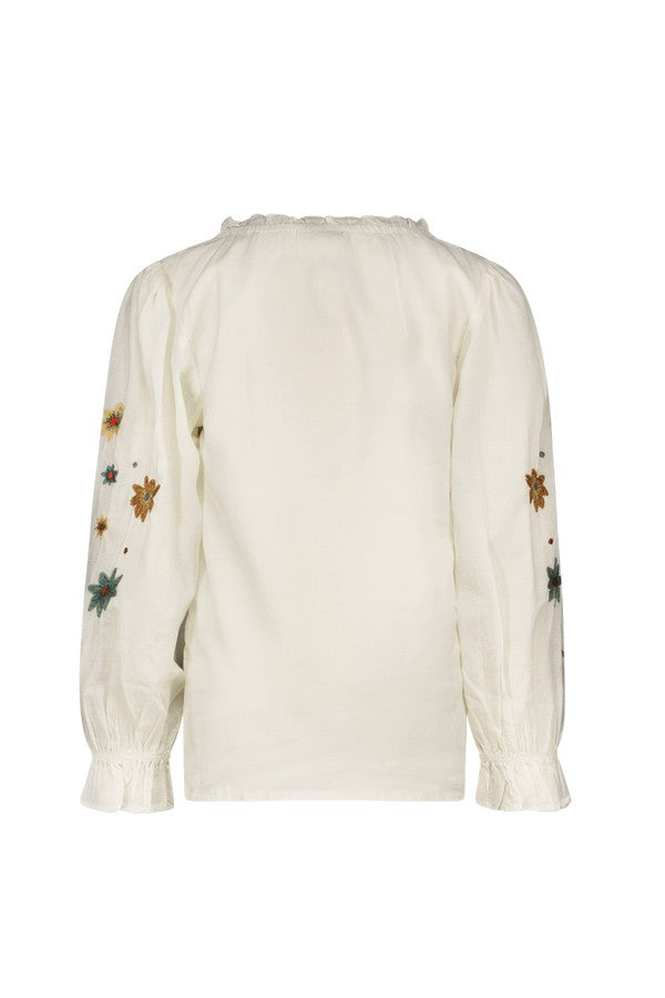 Like Flo Woven Blouse With Embroidery Sleeves