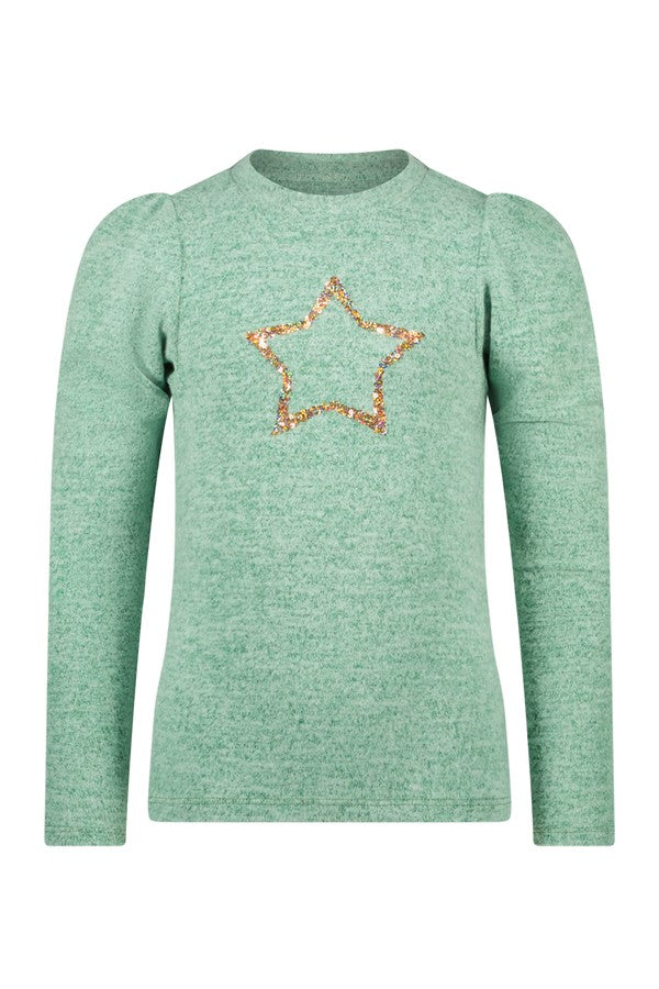 Like Flo Melee Puffy Top With Sequins