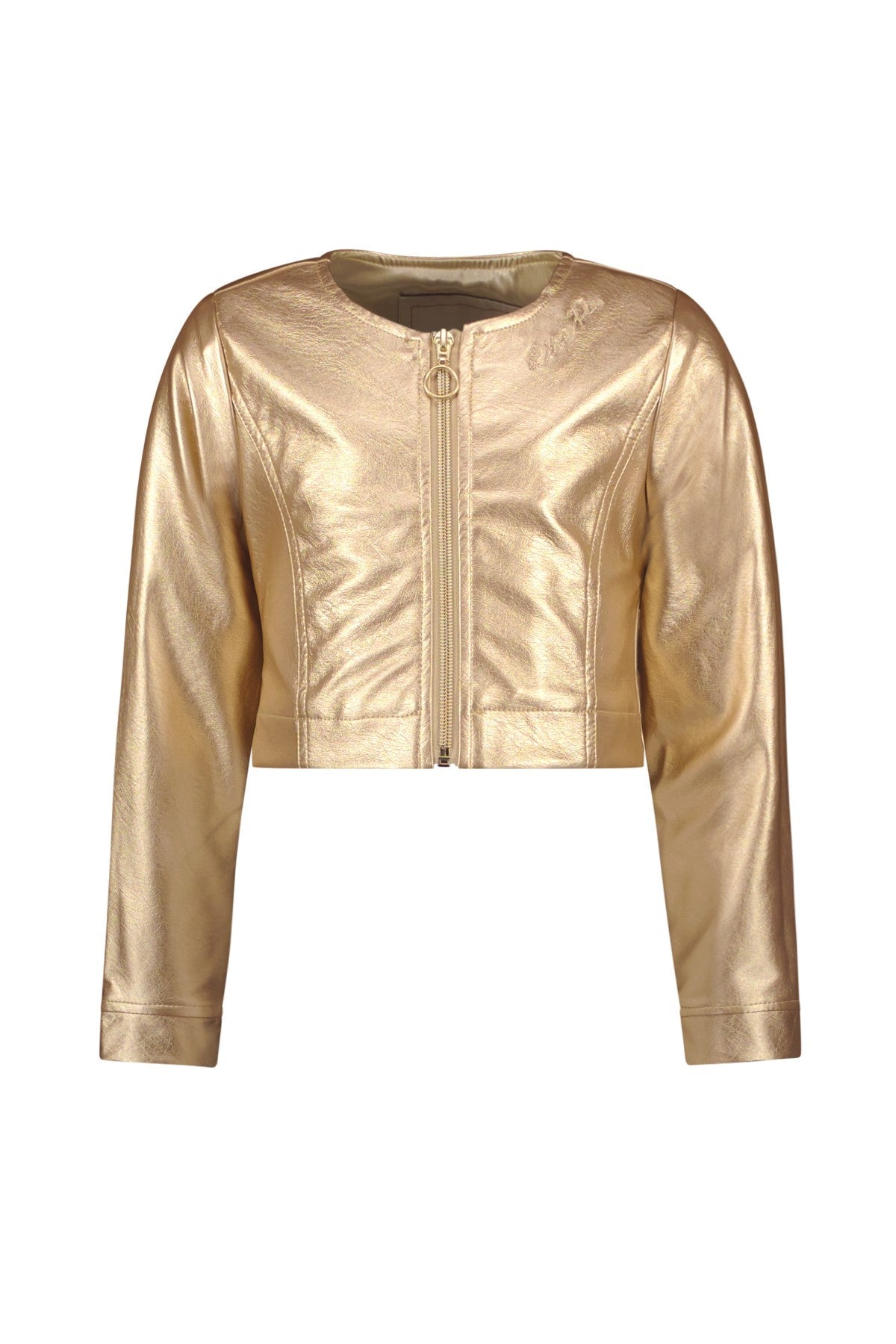 Meisjes Imi Leather Jacket No Collar van Like Flo in de kleur Gold in maat 140.