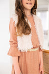 Meisjes Feather Gilet van Like Flo in de kleur Off white in maat 134-140.
