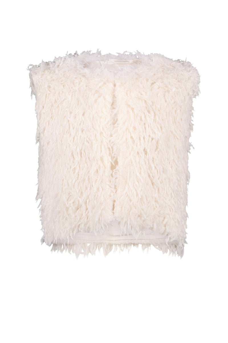 Meisjes Feather Gilet van Like Flo in de kleur Off white in maat 134-140.