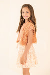 Meisjes Metallic Jersey Ruffle Tee van Like Flo in de kleur Brique in maat 140.