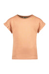 Meisjes Metallic Jersey Ruffle Tee van Like Flo in de kleur Brique in maat 140.