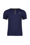 Like Flo Solid Rib Ss Tee With Button Closure
