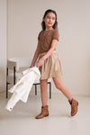 Like Flo Metallic Plisse Skirt
