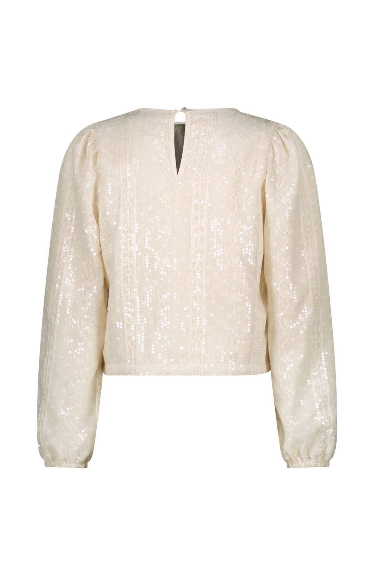 Meisjes ELLA blouse with sequinse van Like Flo in de kleur Off white in maat 134-140.