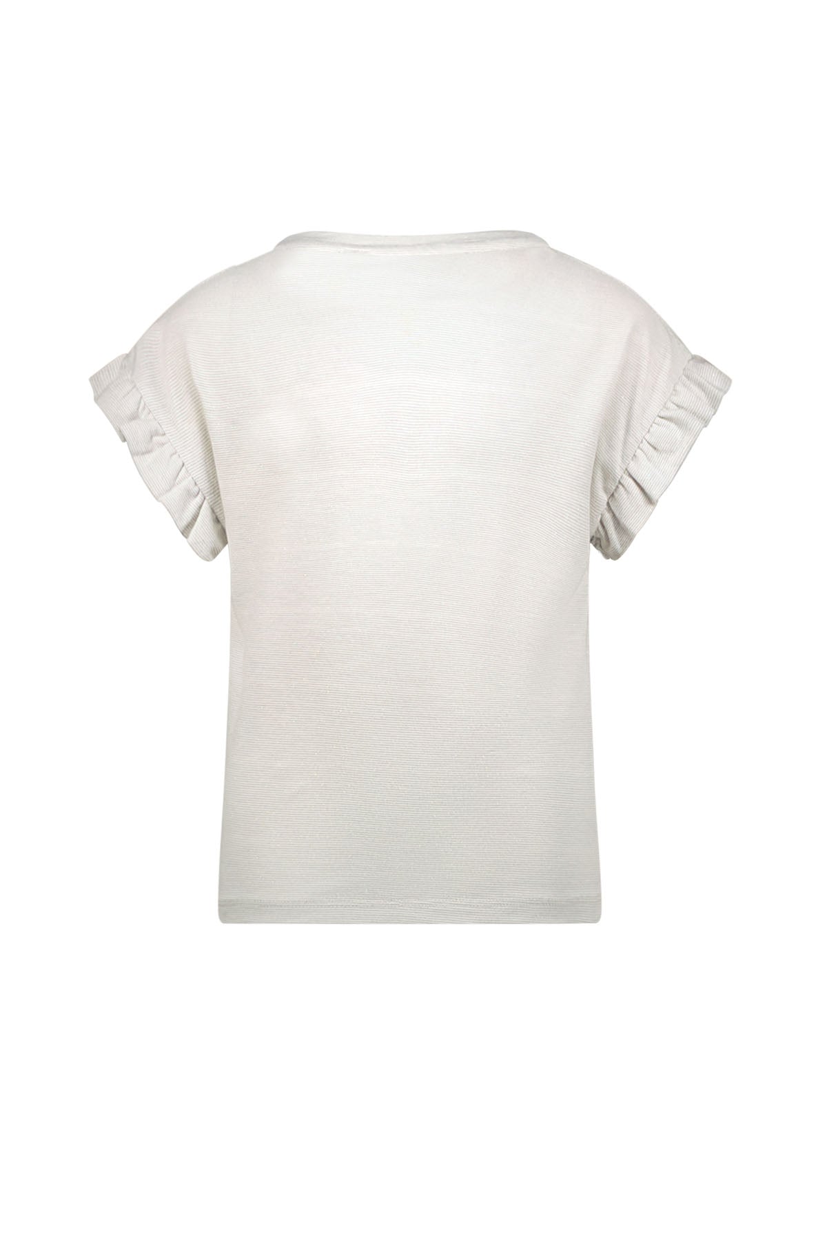 Meisjes EMILE glitter shirt with ruffle sleeve van Like Flo in de kleur Off white in maat 134-140.