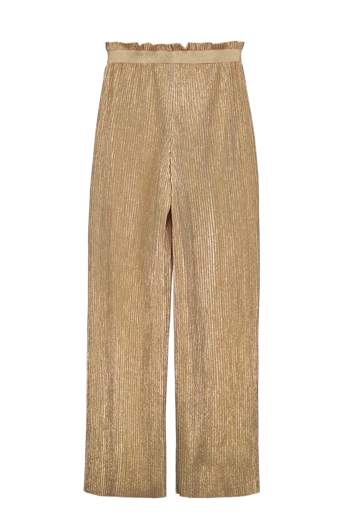 Meisjes FLORA plisse pants gold van Like Flo in de kleur Soft gold in maat 140.