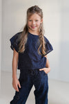 Like Flo Claire Broderie Anglais Top With Buttons On Shoulder