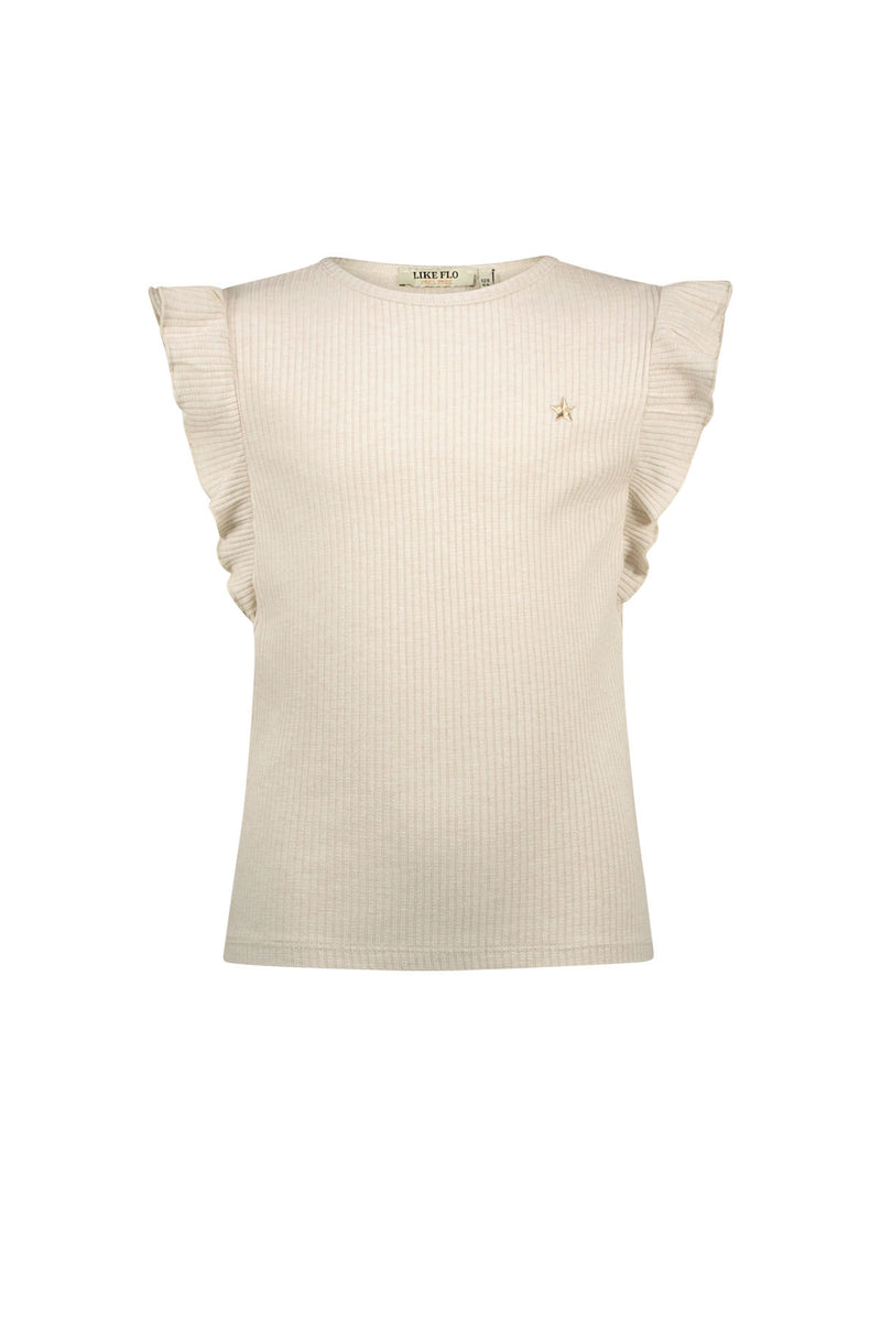Like Flo Rib Shirt With Ruffle