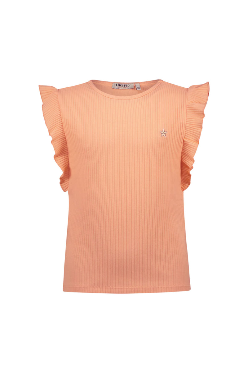 Like Flo Rib Shirt With Ruffle