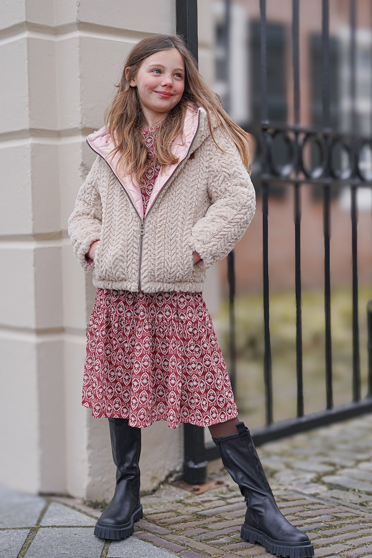 Like Flo Aimee reversible short hooded jacket