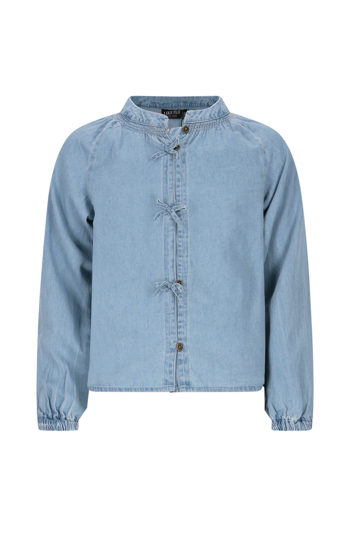 Like Flo Chei chambrey blouse with fake bow closure