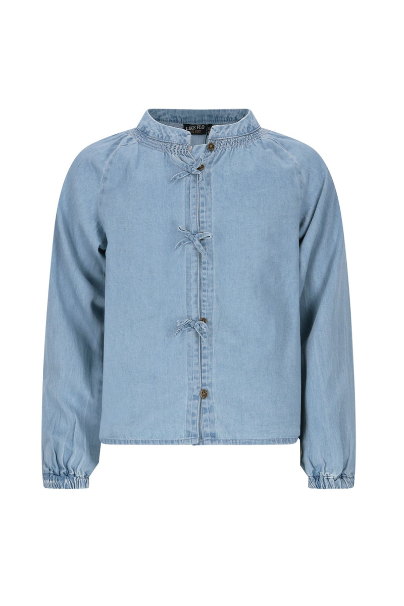 Like Flo Chei chambrey blouse with fake bow closure
