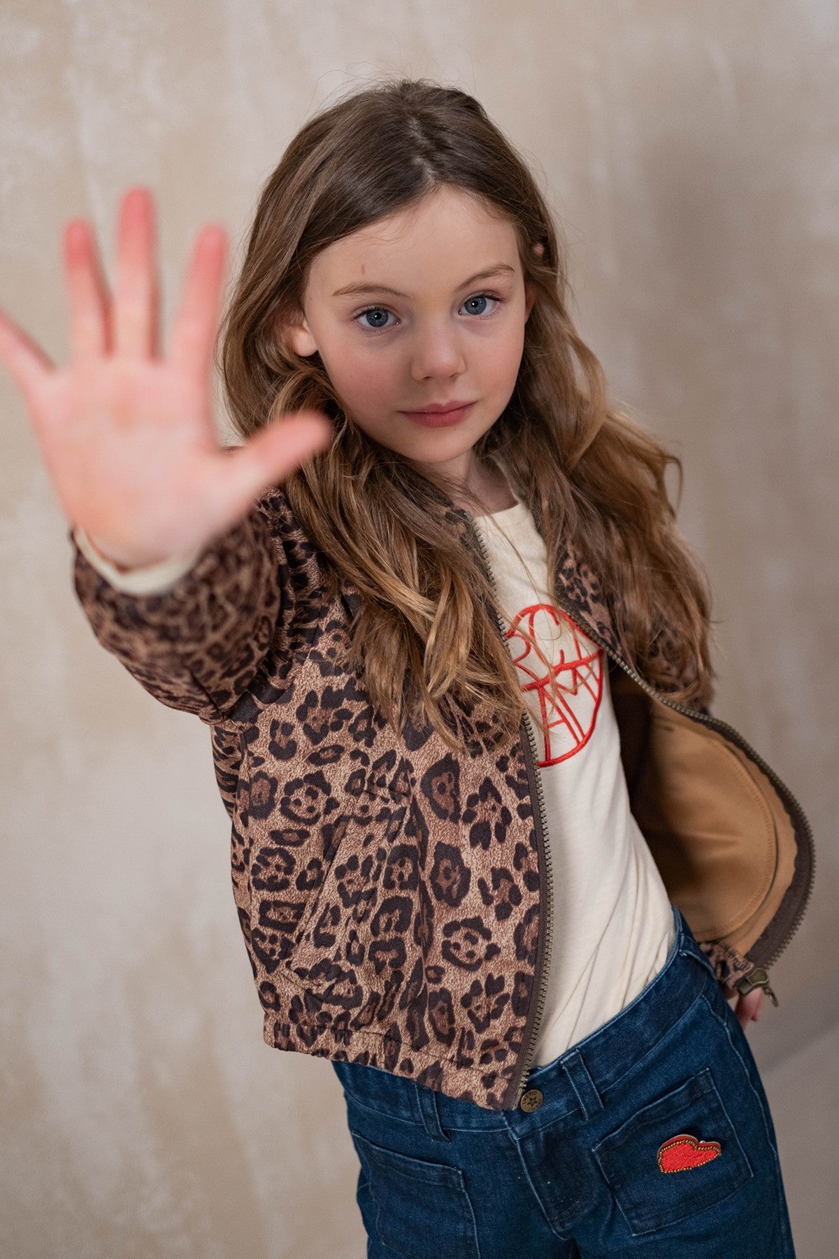 Like Flo Diala AOP cardigan with zipper closure