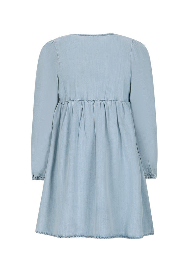 Like Flo Mischa chambrey dress with embroidery at sleeve