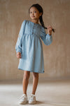 Like Flo Mischa chambrey dress with embroidery at sleeve