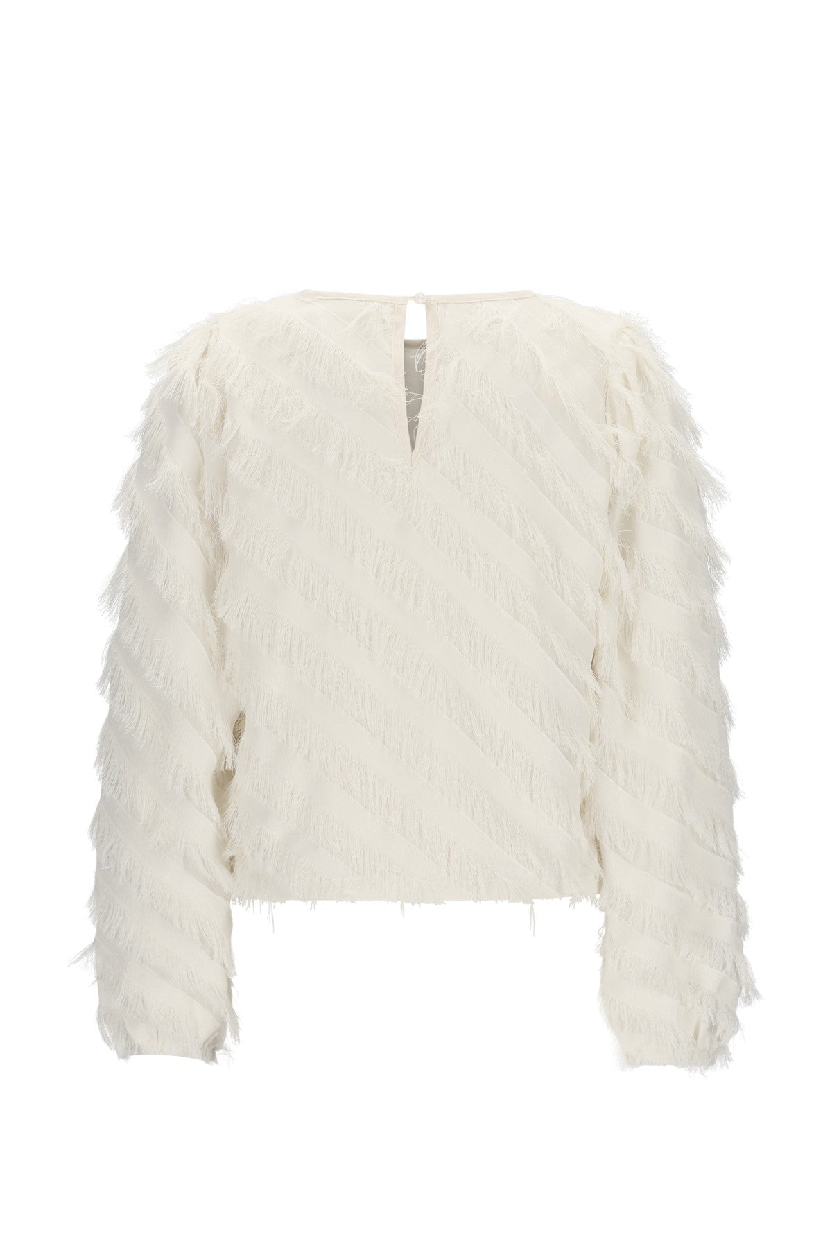 Meisjes Ella fringes blouse van Like Flo in de kleur Cream in maat 134-140.