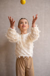 Meisjes Ella fringes blouse van Like Flo in de kleur Cream in maat 134-140.
