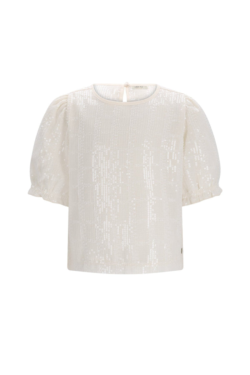 Meisjes Elva blouse with 3/4 sleeves van Like Flo in de kleur Kit in maat 134-140.