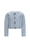 Meisjes Amina denim jacket van Like Flo in de kleur lt denim in maat 134-140.
