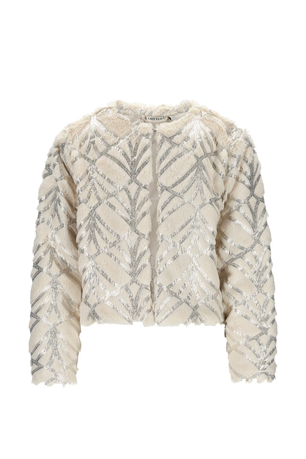Meisjes Doris fancy fur cardigan van Like Flo in de kleur Kit in maat 134-140.