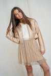 Meisjes Annemei leather jacket van Like Flo in de kleur Gold in maat 134-140.
