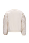 Meisjes Dolly sweater with jacquard sleeves van Like Flo in de kleur Off white in maat 134-140.