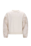 Meisjes Dolly sweater with jacquard sleeves van Like Flo in de kleur Off white in maat 134-140.