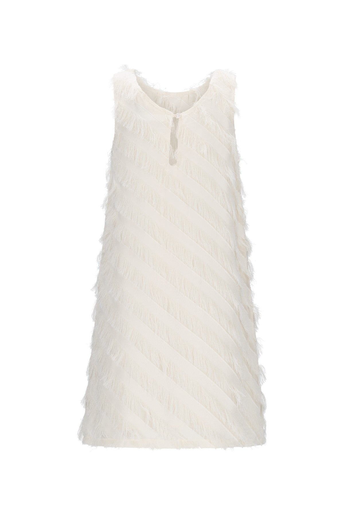 Meisjes Moscou fringes dress van Like Flo in de kleur Cream in maat 140.