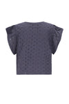 Meisjes Charlotte broderie anglaise blouse with fake bow closure van Like Flo in de kleur Navy in maat 134-140.