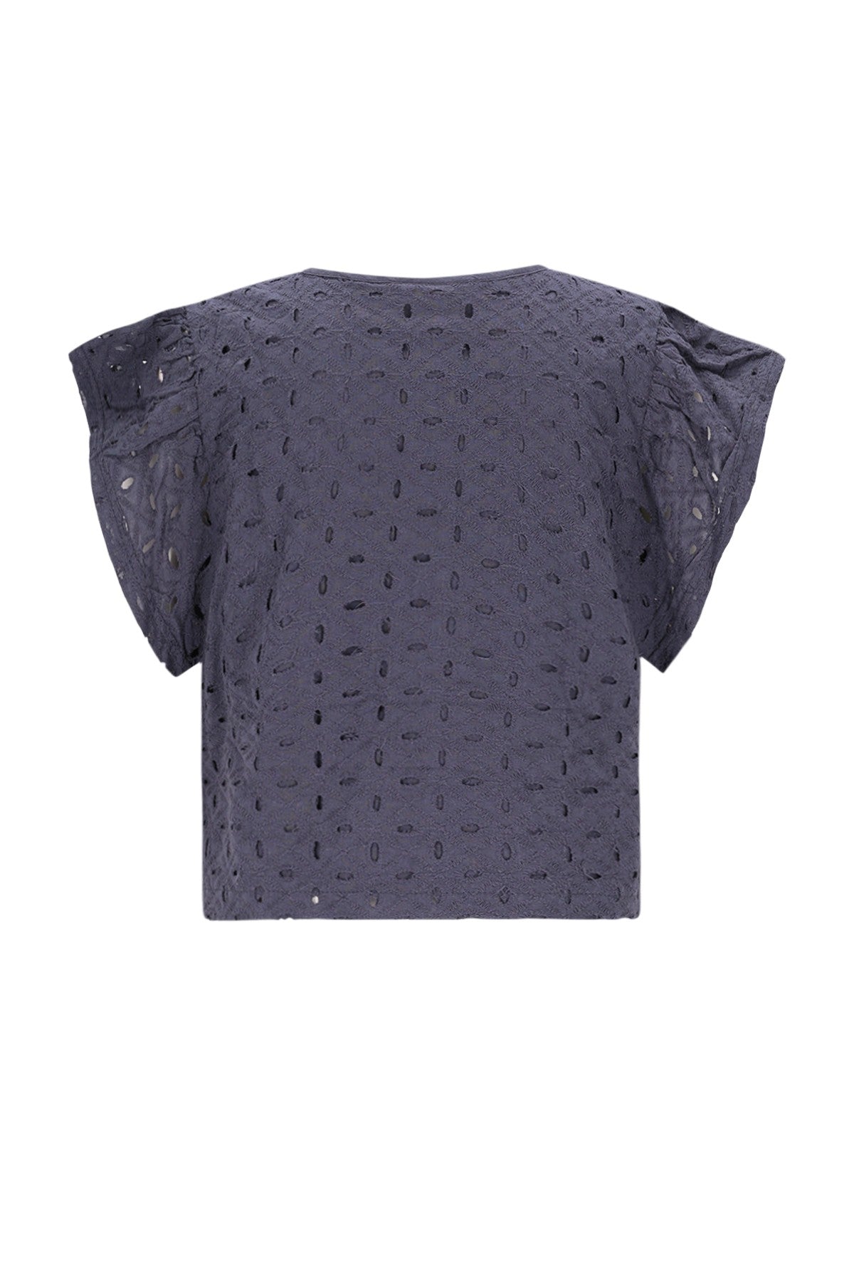 Meisjes Charlotte broderie anglaise blouse with fake bow closure van Like Flo in de kleur Navy in maat 134-140.