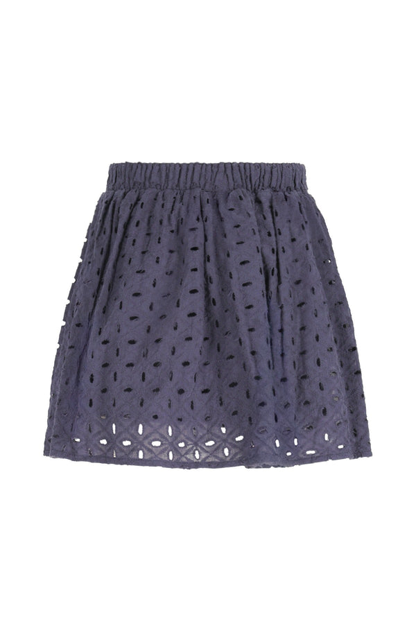 Meisjes Silvanna broderie anglaise skirt van Like Flo in de kleur Navy in maat 134-140.