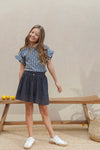 Meisjes Silvanna broderie anglaise skirt van Like Flo in de kleur Navy in maat 134-140.
