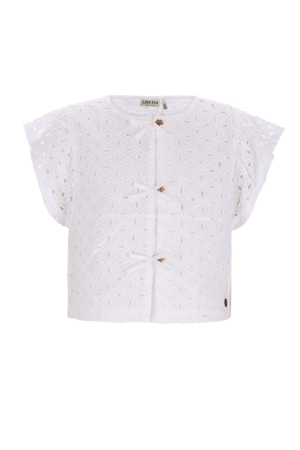 Like Flo Charlotte broderie anglaise blouse with fake bow closure
