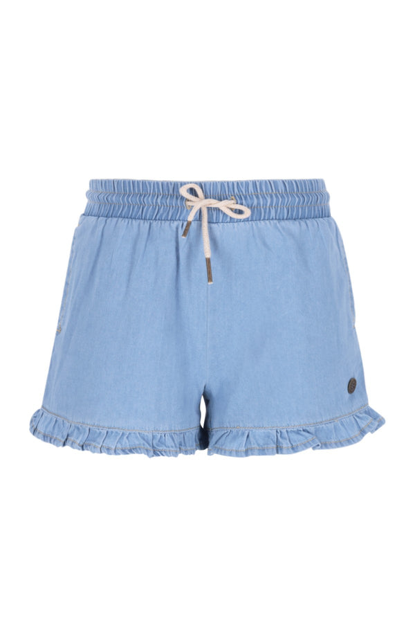 Like Flo Fiona chambrey short with ruffle hem
