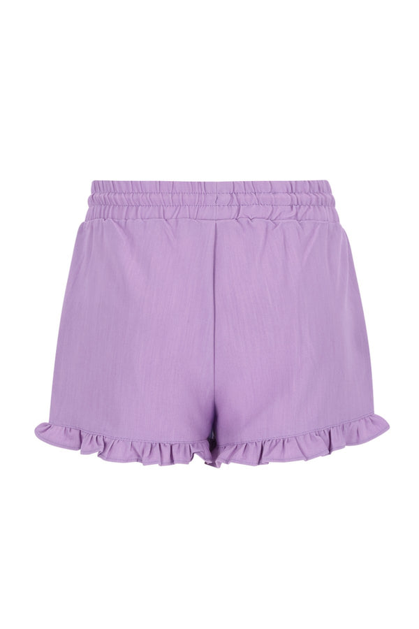 Like Flo Fiona chambrey short with ruffle hem