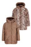 Meisjes Anna reversible midi hooded jacket van Like Flo in de kleur Choco in maat 146-152.