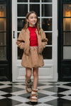 Meisjes Dionne teddy embroidery cardigan van Like Flo in de kleur Cream in maat 134-140.