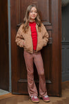 Meisjes Dionne teddy embroidery cardigan van Like Flo in de kleur Cream in maat 134-140.