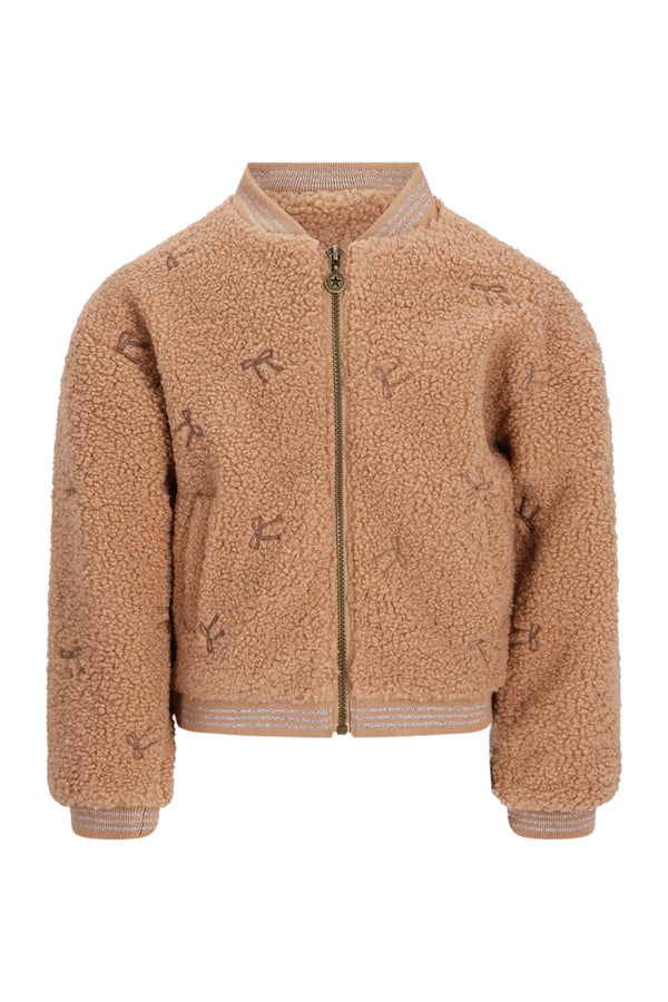 Meisjes Dionne teddy embroidery cardigan van Like Flo in de kleur Cream in maat 134-140.